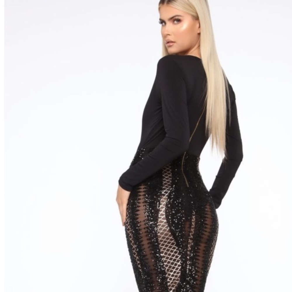 Fashion Nova Sequin Bodysuit Dress Size 2X (Fits Size 16) - Picture 3 of 6